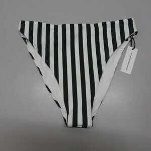 Anemos Women’s High-Waisted Bikini Bottom – Espresso Stripes – Size M